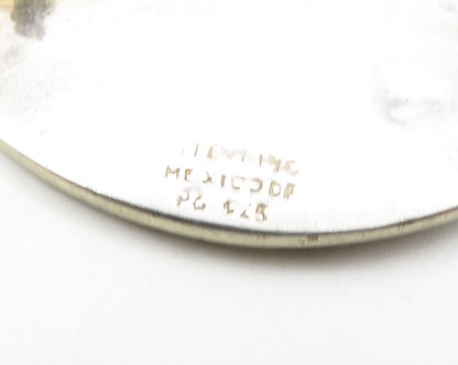 MEXICO 925 Silver  Vintage Shiny Mayan Aztec Sun Calendar Brooch Pin  BP7752