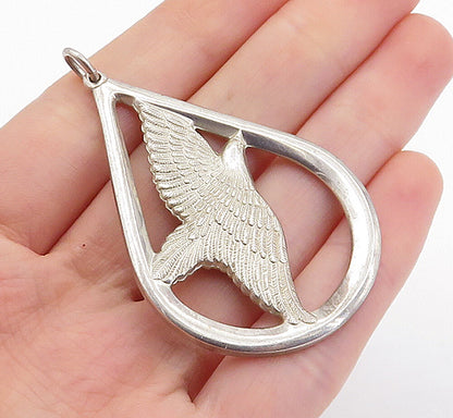 WALLACE 925 Sterling Silver  Vintage Peace On Earth Flying Bird Pendant PT4500