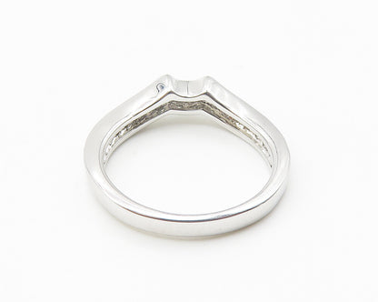 925 Sterling Silver  Petite White Topaz Shiny Band Ring Sz 7  RG10270