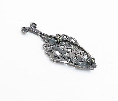 MEXICO 925 Sterling Silver  Vintage Antique Oxidized Fish Brooch Pin  BP1670