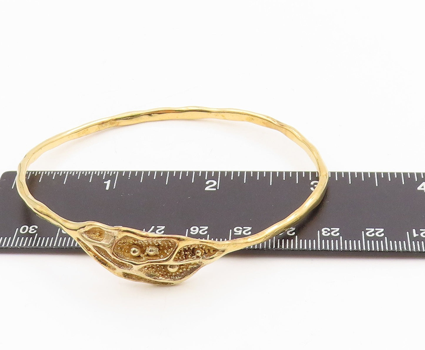 925 Sterling Silver Vintage Bracelet Gold Plated Abstract Leaf Bangle  BT11596