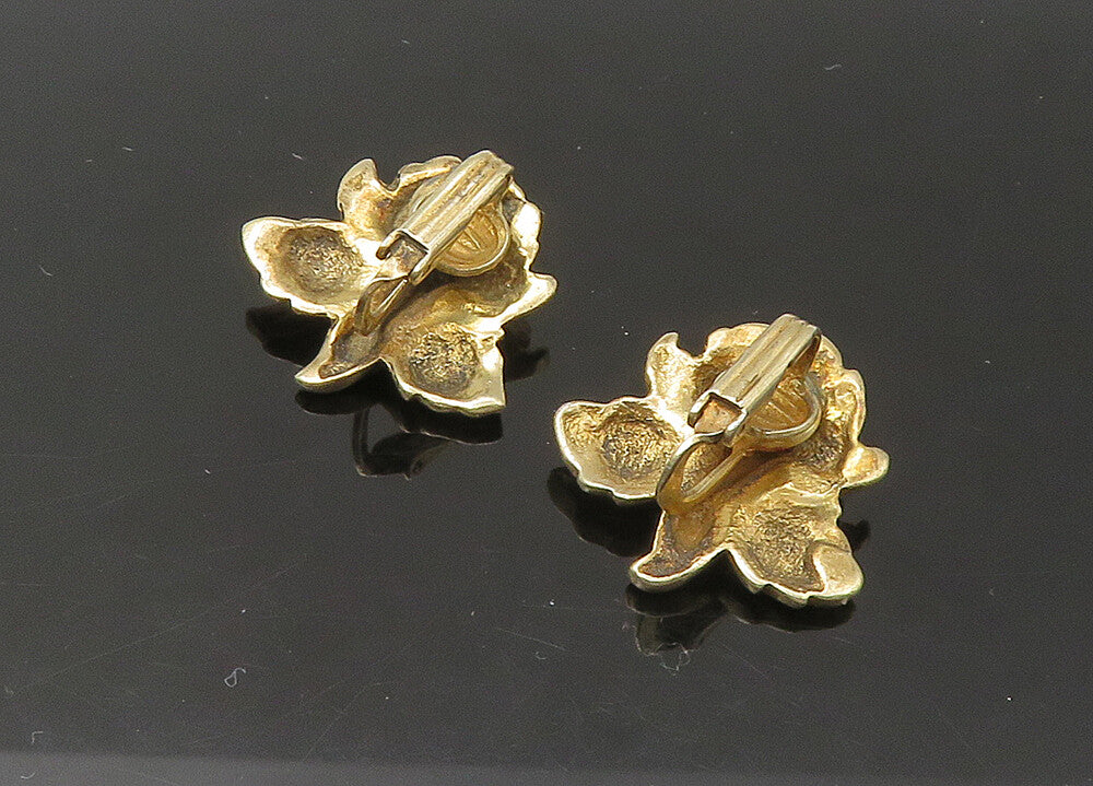 925 Sterling Silver  Vintage Flower Motif Non Pierce Drop Earrings  EG10972