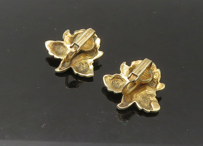 925 Sterling Silver  Vintage Flower Motif Non Pierce Drop Earrings  EG10972
