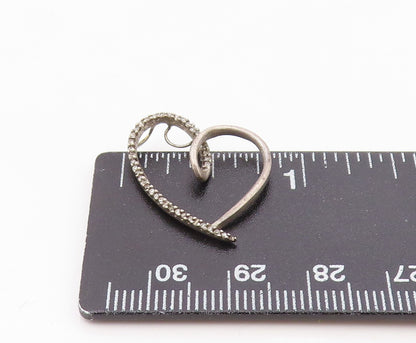 925 Sterling Silver  Vintage Genuine Diamonds Open Love Heart Pendant  PT12437