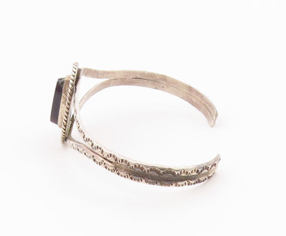 RB NAVAJO 925 Sterling Silver  Vintage Black Onyx Split Cuff Bracelet  BT8145