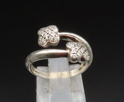 925 Sterling Silver  Vintage Double Topaz Butterfly Bypass Ring Sz 7  RG25227