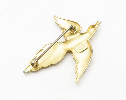 FORSTNER 925 Sterling Silver Vintage Gold Plated Flying Bird Brooch Pin  BP5018