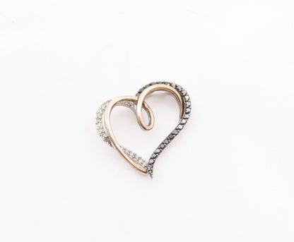 10K GOLD & 925 Silver   Vintage Genuine Diamonds Love Heart Pendant  PT20624