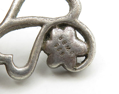 925 Silver  Vintage Genuine Black Diamonds Puppy Paw Hearts Pendant  PT12650