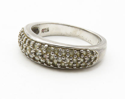 925 Sterling Silver  Vintage Topaz Encrusted Dark Tone Band Ring Sz 7  RG11887