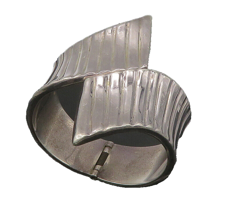 MEXICO 925 Sterling Silver  Vintage Dark Tone Bypass Cuff Bracelet  BT9041