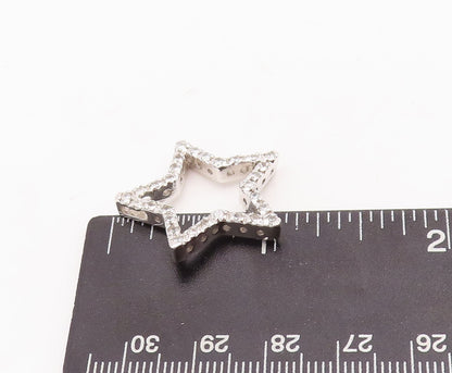 925 Sterling Silver Vintage Pendant Round Topaz Beaded Cutout Star  PT23341