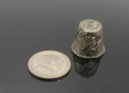 925 Sterling Silver  Vintage Dark Tone Las Vegas Sewing Thimble  TR2859