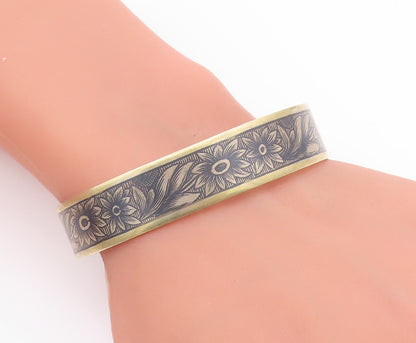 925 Sterling Silver Vintage Bracelet Gold Plated EAST EUROPE Floral Cuff BT11895