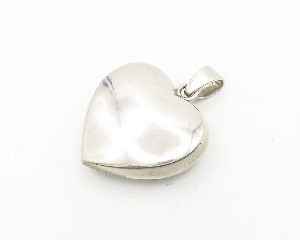 JONDELL SPAIN 925 Silver  Vintage Shiny Hollow Love Heart Pendant  PT14692