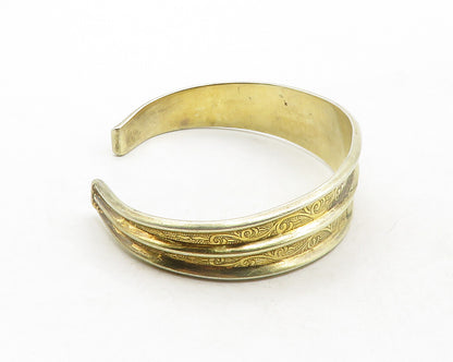 MMA 925 Sterling Silver Vintage Gold Plated Swirl Patterned Cuff Bracelet BT4857