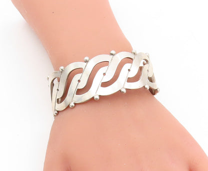 PRIETO 925 Sterling Silver Vintage Open Swirl Design Cuff Bracelet BT2777