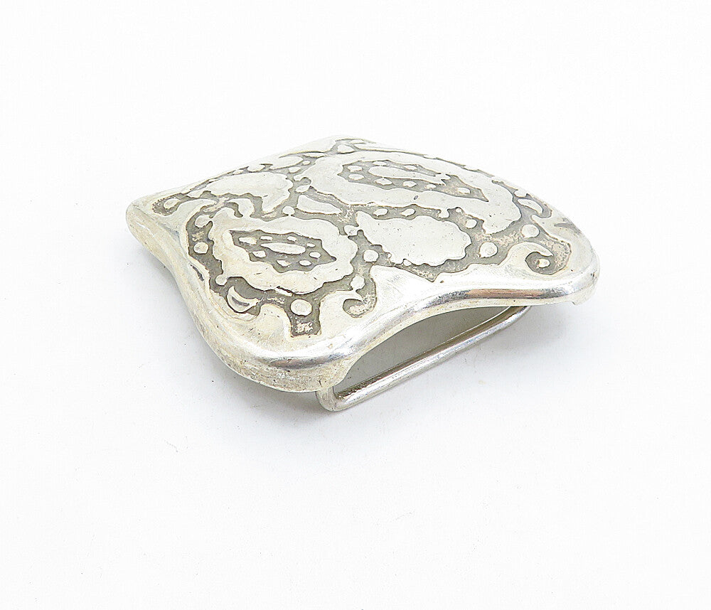 MEXICO 925 Sterling Silver  Vintage Etched Abstract Design Belt Buckle  TR1261