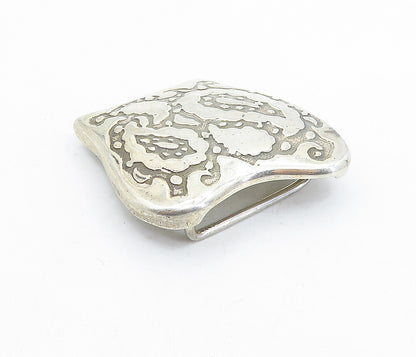 MEXICO 925 Sterling Silver  Vintage Etched Abstract Design Belt Buckle  TR1261