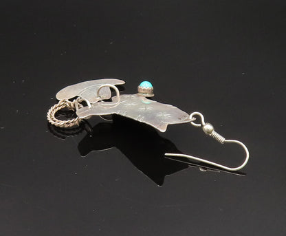 NAVAJO 925 Silver  Vintage Cowboy Boots Hat & Rope Turquoise Earrings  EG11833