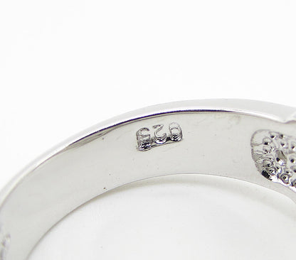 925 Silver  Sapphire & White Cubic Zirconia Belt Style Band Ring Sz 7  RG3431