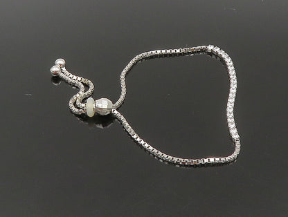 925 Sterling Silver  White Cubic Zirconia Adjustable Box Chain Bracelet  BT1108