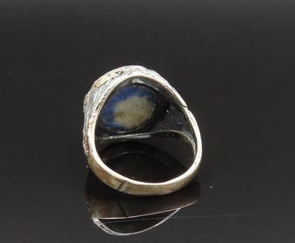 925 Silver  Vintage Antique Cabochon Sodalite Filigree Ring Sz 5  RG25481
