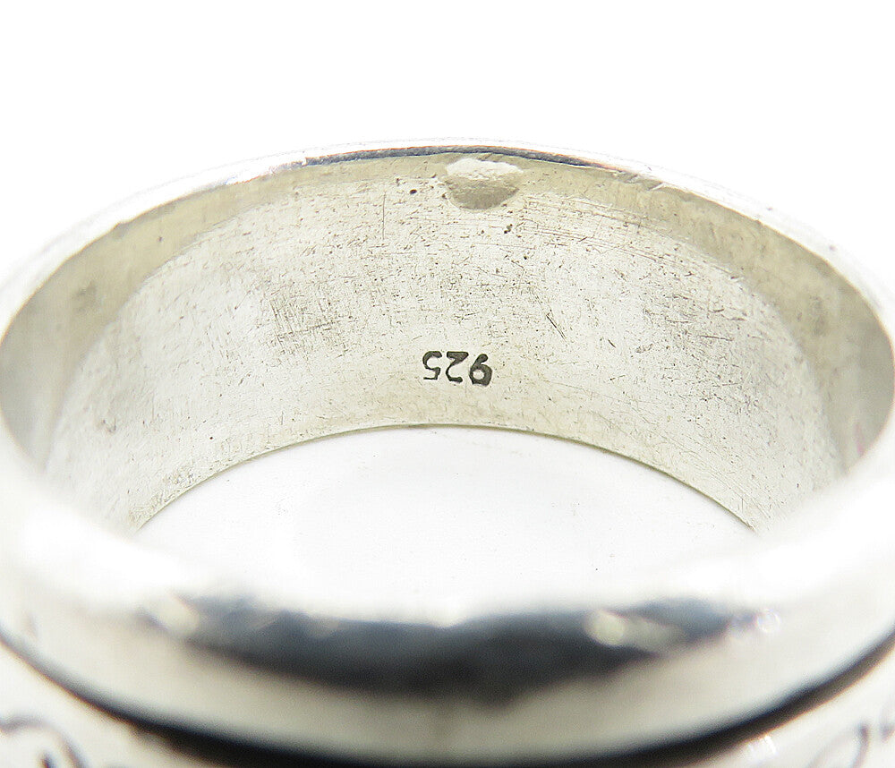 925 Sterling Silver  Vintage Swirl Etched Spinning Band Ring Sz 10.5  RG5446