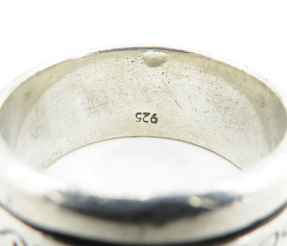 925 Sterling Silver  Vintage Swirl Etched Spinning Band Ring Sz 10.5  RG5446