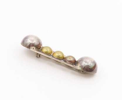 MEXICO 925 Sterling Silver  Vintage Smooth Two Tone Domes Brooch Pin  BP8142