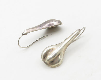 MEXICO 925 Sterling Silver  Vintage Shiny Hollow Smooth Drop Earrings  EG8302