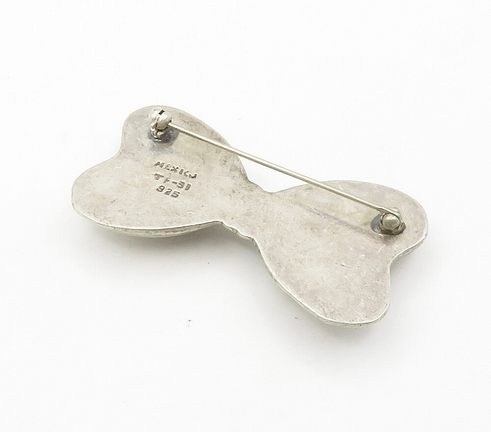 MEXICO 925 Sterling Silver  Vintage Bow Tied Ribbon Hollow Brooch Pin  BP5988