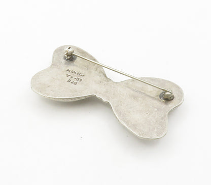 MEXICO 925 Sterling Silver  Vintage Bow Tied Ribbon Hollow Brooch Pin  BP5988