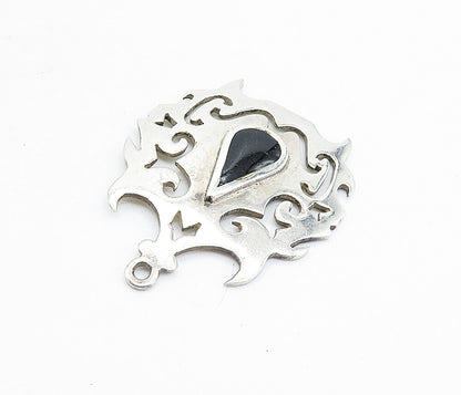 MEXICO 925 Sterling Silver  Vintage Black Onyx Swirl Cutout Pendant  PT5356