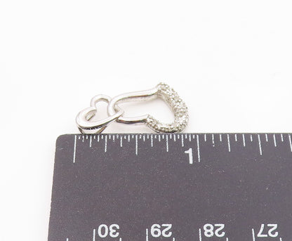 925 Sterling Silver  Genuine Diamonds Open Love Hearts Drop Pendant  PT7922