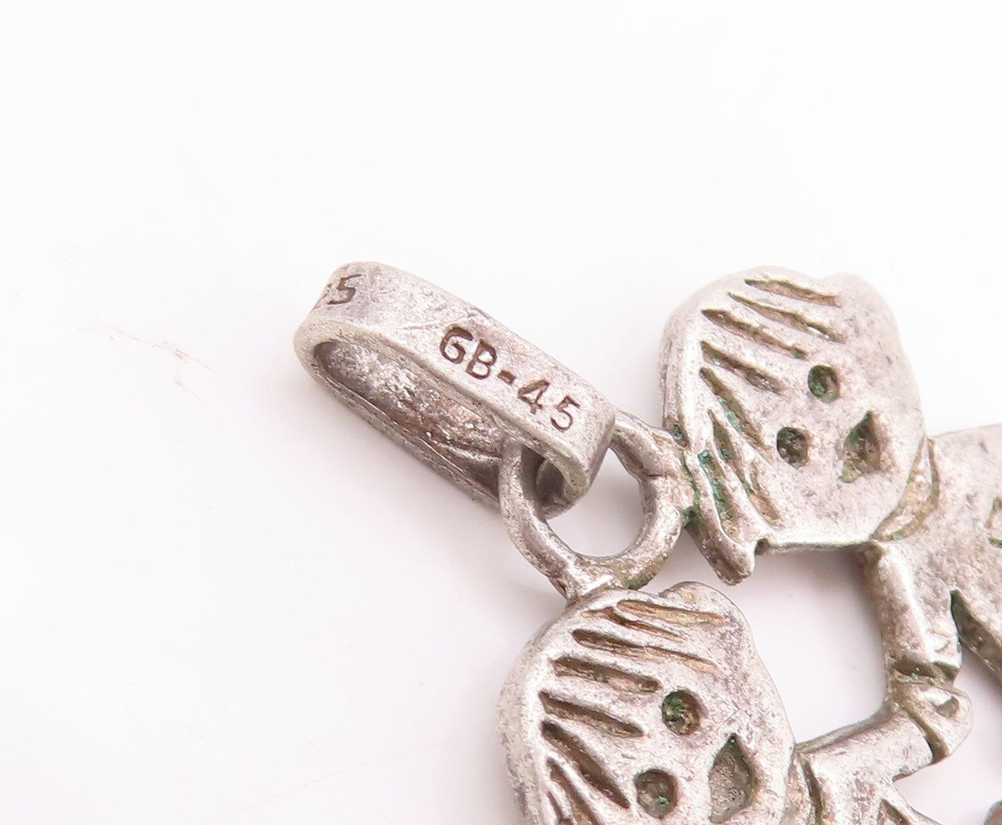 925 Sterling Silver Vintage Pendant Happy Children Holding Hands  PT23424