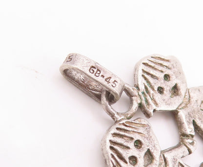 925 Sterling Silver Vintage Pendant Happy Children Holding Hands  PT23424