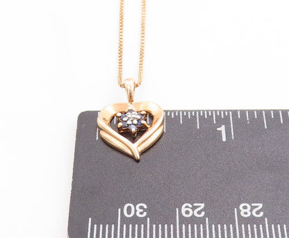 ROSS SIMON 925 Silver  Sapphire & Genuine Diamond Heart Chain Necklace  NE1021