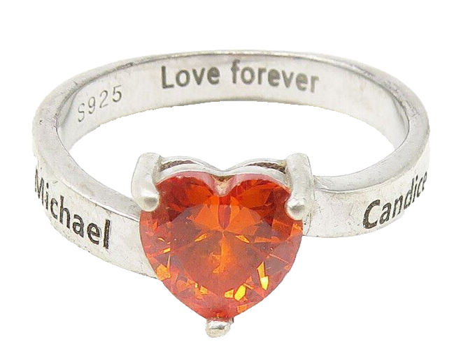 925 Sterling Silver  Pink Topaz Michael Candice Solitaire Ring Sz 7  RG11171