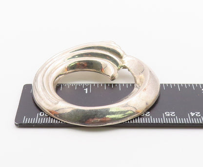 MEXICO 925 Sterling Silver  Vintage Shiny Fluted Open Circle Brooch Pin BP4113