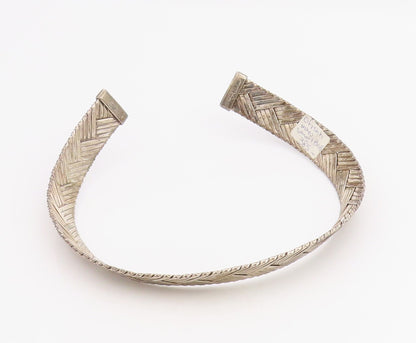 925 Sterling Silver Vintage Necklace OFIESH Modernist Wide Woven Choker  NE4785