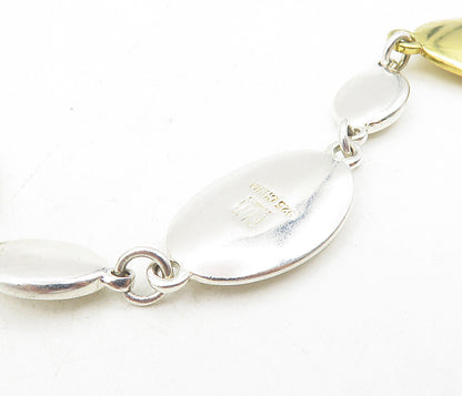 RLM STUDIO 925 Sterling Silver  2 Tone Smooth Oval Link Chain Bracelet  BT4015