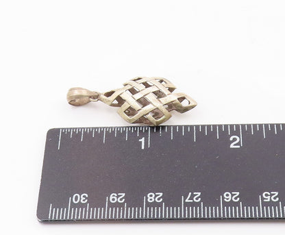 925 Sterling Silver  Vintage Shiny Diamond Shape Pattern Pendant  PT16008