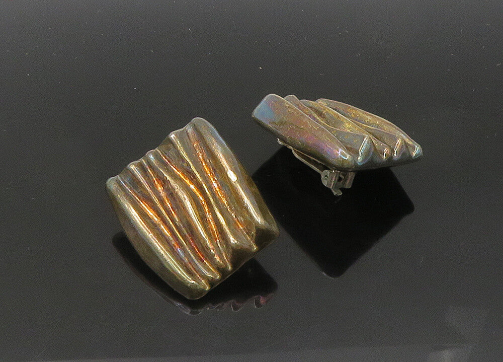 FREDERIC JEAN DUCLOS 925 Silver  Vintage Sculpted Non Pierce Earrings  EG10545