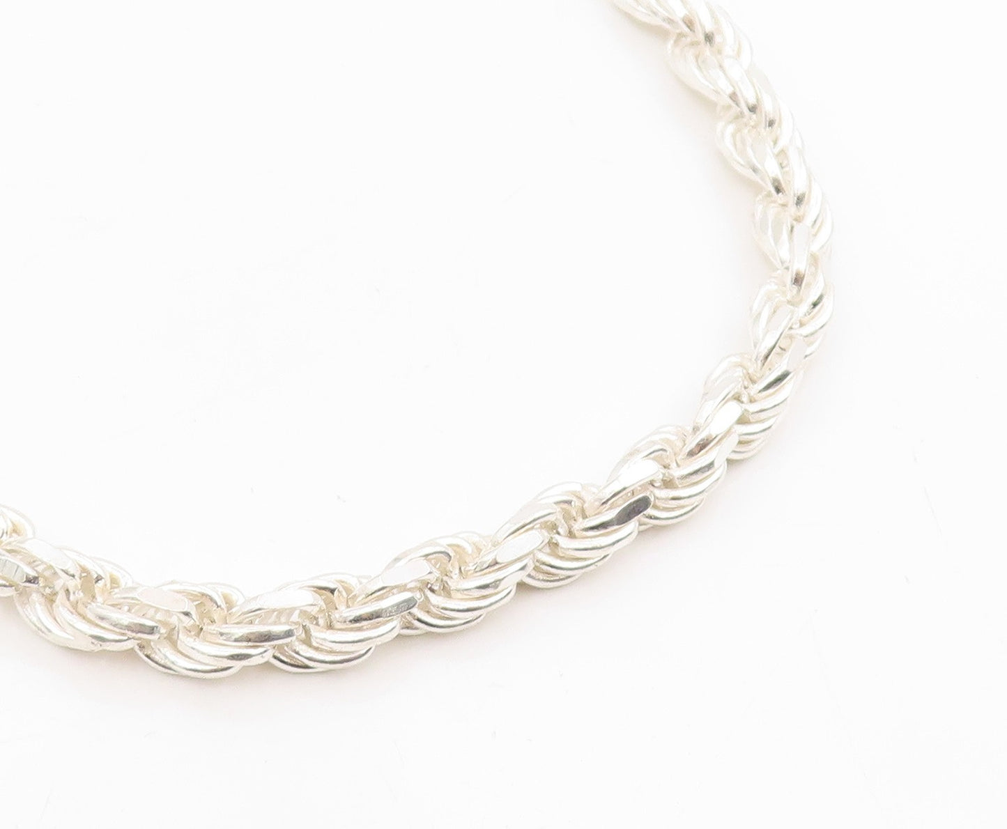 925 Sterling Silver Vintage Necklace Chunky Solid Twisted Rope Braid  NE4747
