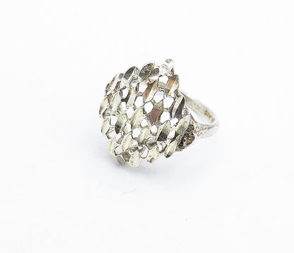 925 Sterling Silver  Vintage Shiny Diamond Cut Detail Band Ring Sz 6  RG6259