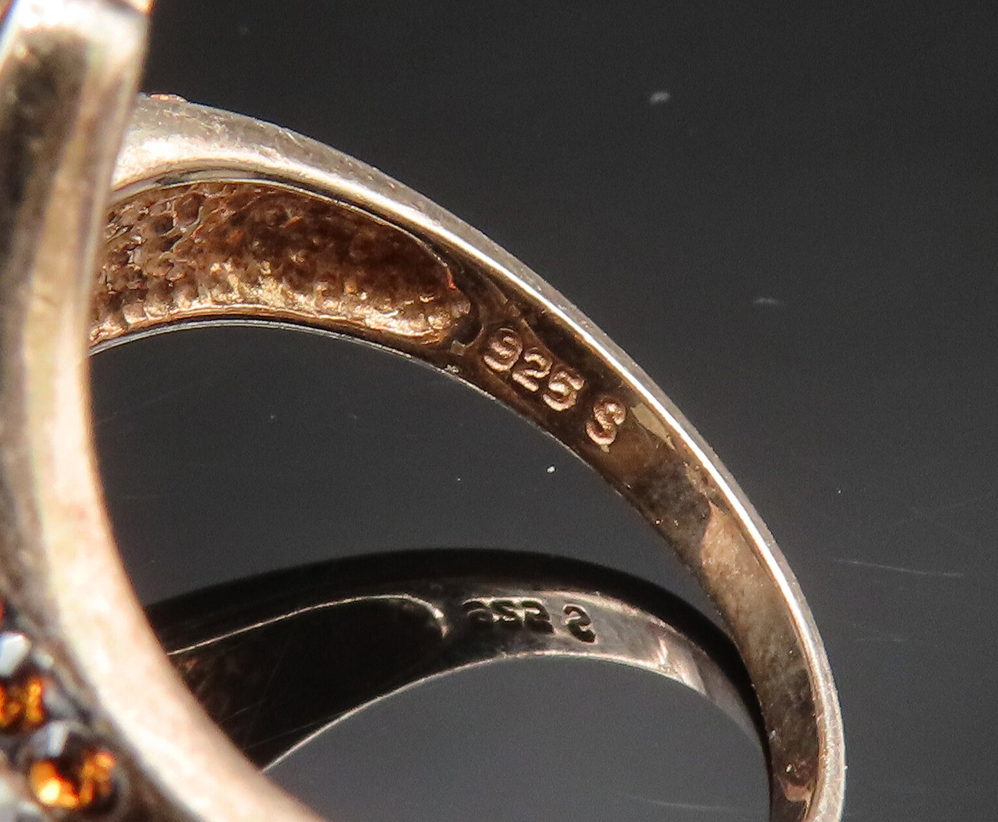 925 Sterling Silver  Vintage Sparkly Rhinestones Bypass Ring Sz 7  RG24579