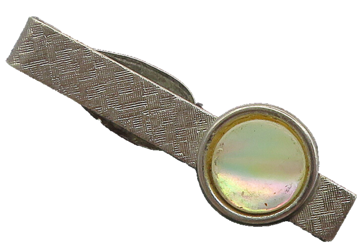 925 Sterling Silver  Vintage Mother Of Pearl Textured Petite Tie Clip  TR1700