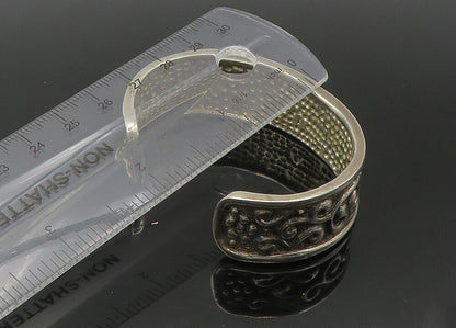 925 Sterling Silver  Vintage Shiny Floral Swirl Pattern Cuff Bracelet  BT8721