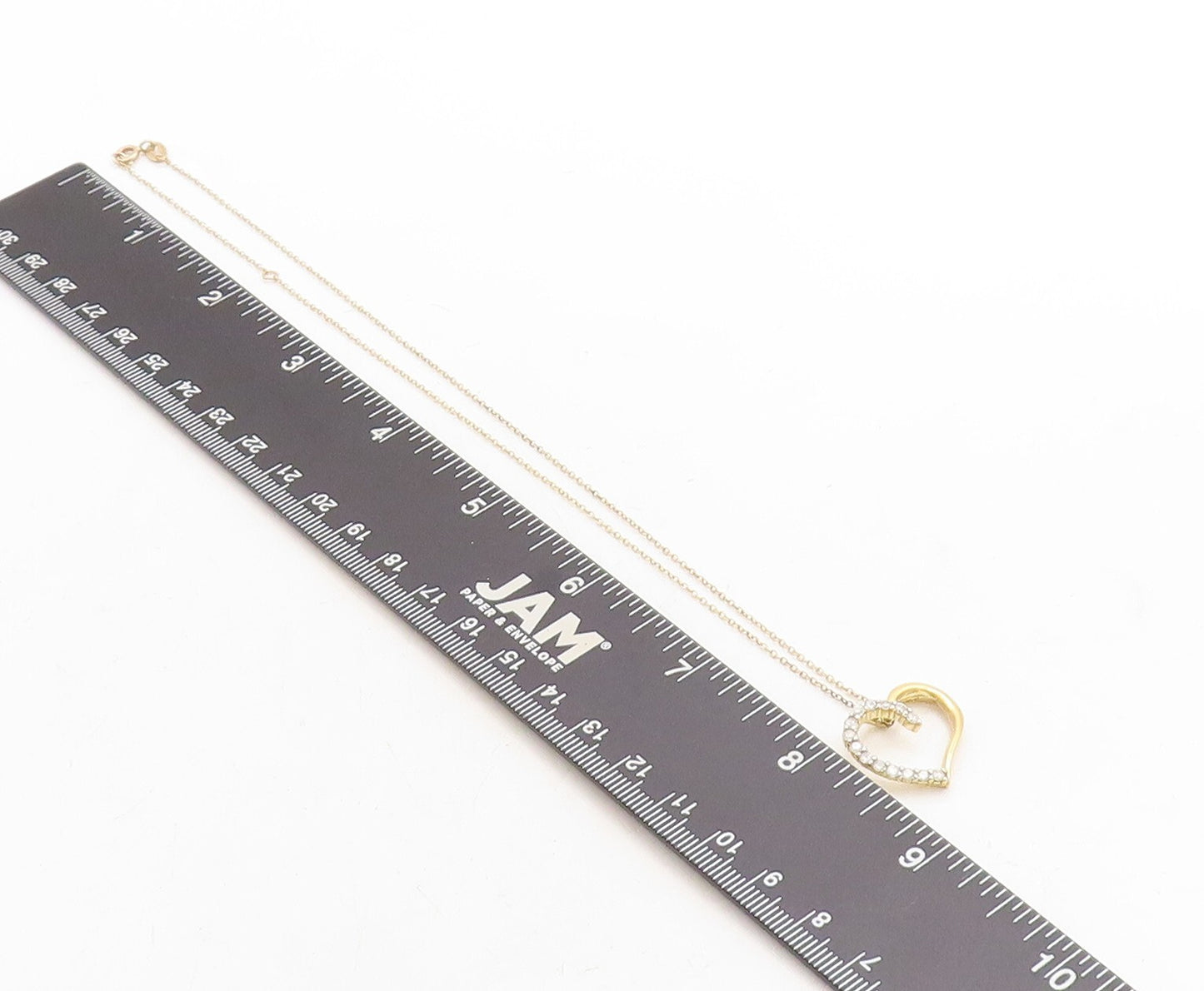 925 Sterling Silver  Genuine Diamonds Gold Plated Heart Chain Necklace  NE1964